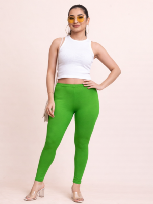 Aphro Soft Cotton Stretch Ankle Length Leggings for Women | Breathable | Mid-Rise | Slim Fit | Elasticated Waist | Daily Wear & Ethnic Wear (Copy)